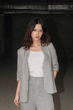 Luxe Grey Blazer Set – Lace Dress