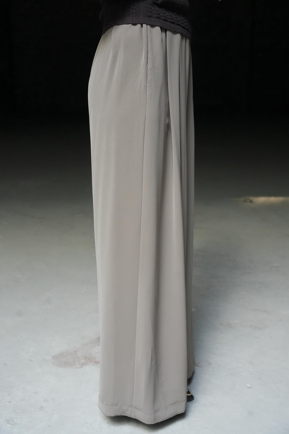 Taupe Pleated Wide-Leg Trousers