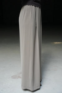 Taupe Pleated Wide-Leg Trousers