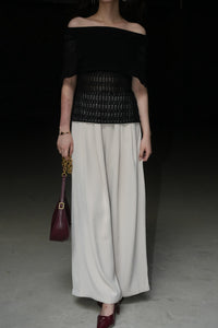 Off-White Pleated Wide-Leg Trousers