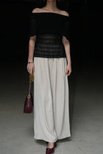 Off-White Pleated Wide-Leg Trousers