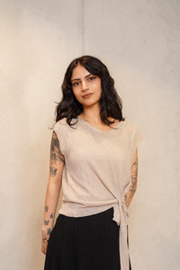 Knit Short-Sleeve Top with Side Tie