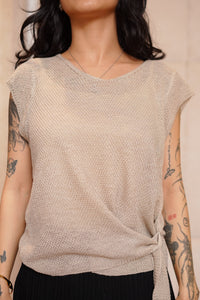 Knit Short-Sleeve Top with Side Tie