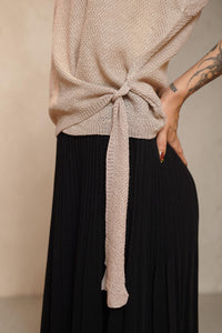 Knit Short-Sleeve Top with Side Tie