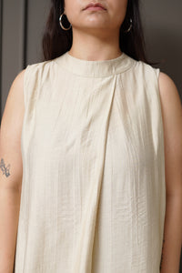 Off-White Sleeveless Pleated Top