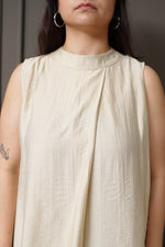 Off-White Sleeveless Pleated Top