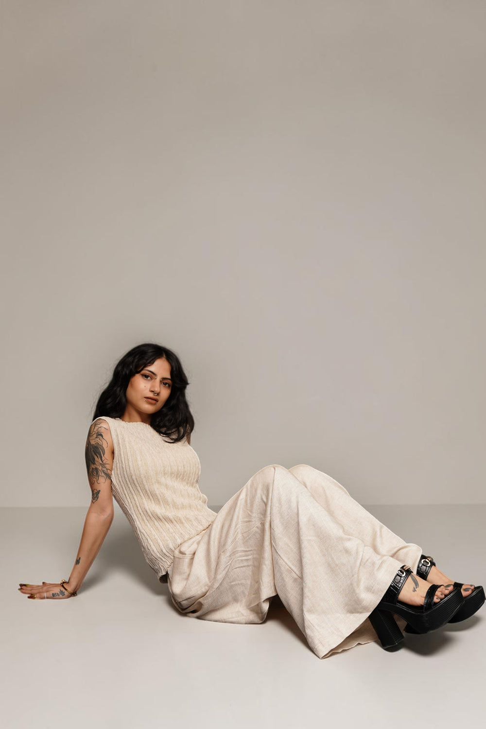 Drawstring Wide-Leg Lounge Trousers