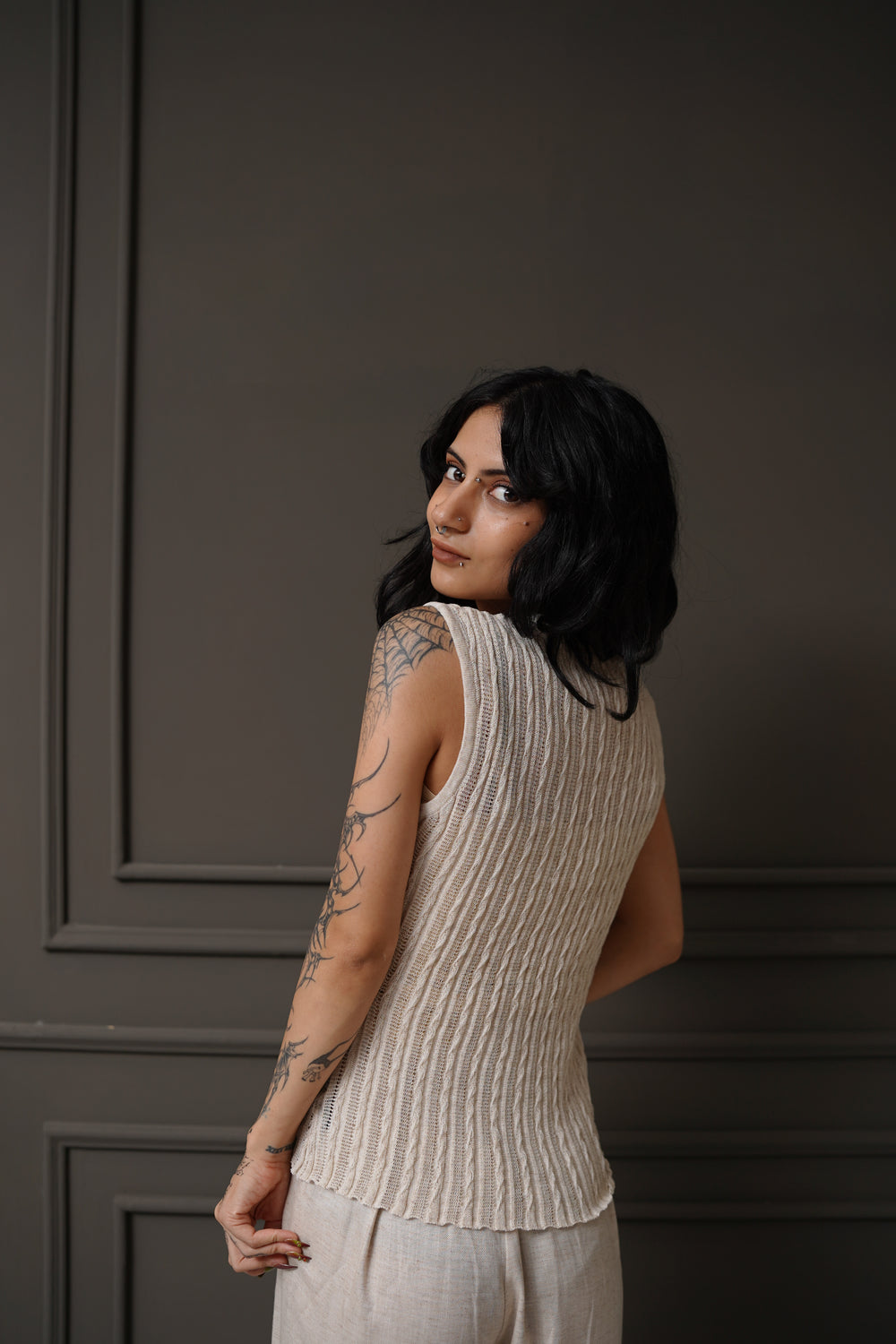 Ribbed Knit Sleeveless Top