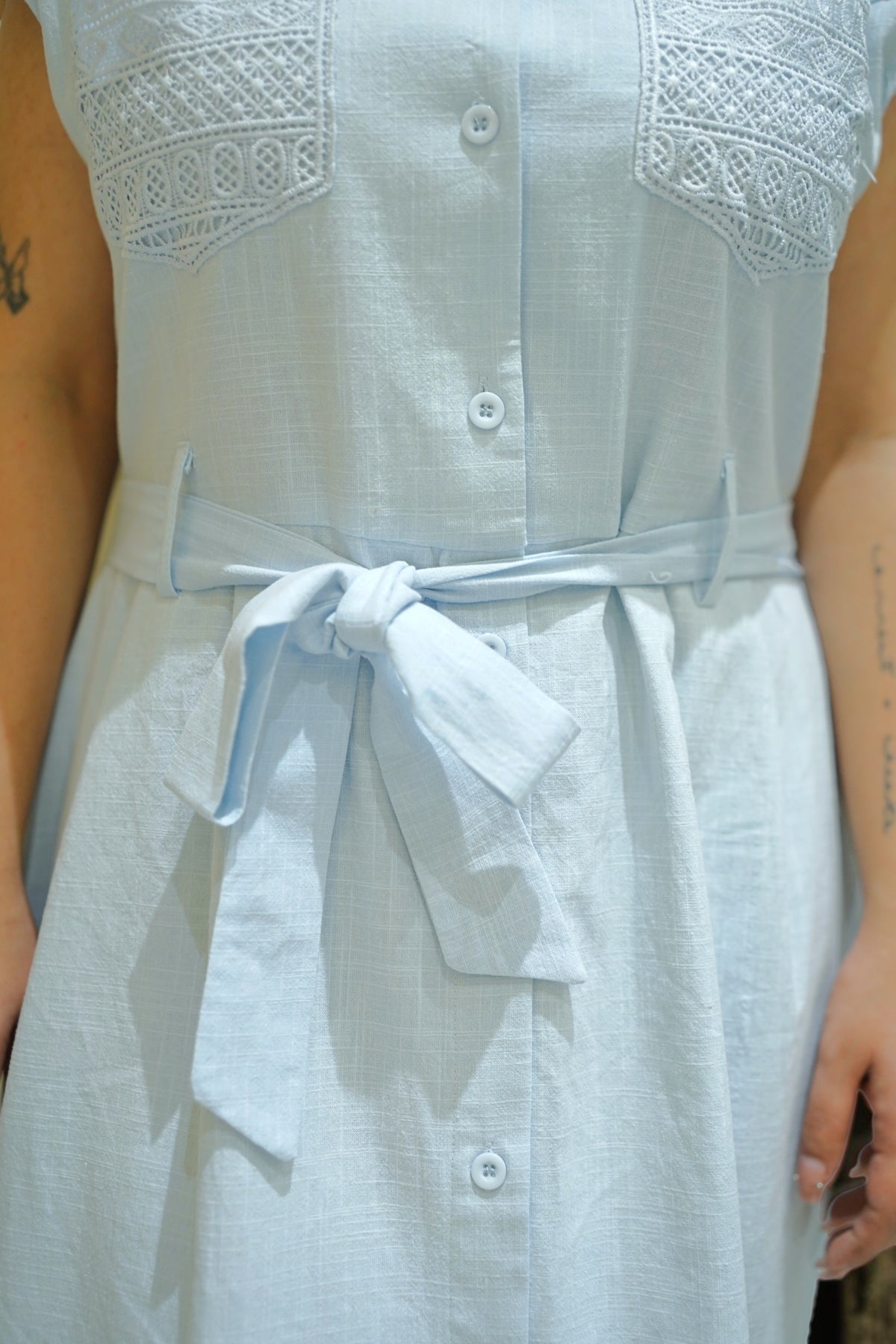 Isla Embroidered-Pocket Dress