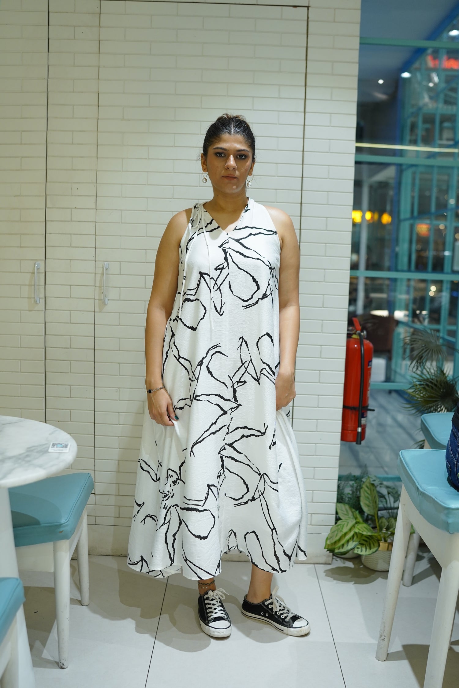 Nova Abstract Maxi Dress – Monochrome