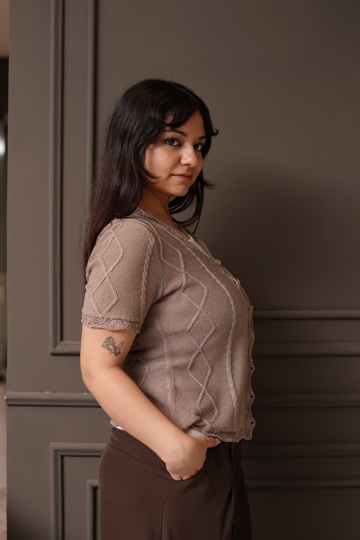 Earthy Elegance: Textured Knit Cardigan