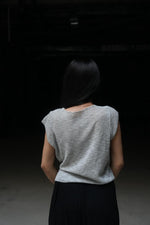 Serene Side-Tie Textured Knit Top - Light Grey