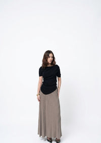 Seraphina Asymmetric Draped Top & Pleated Maxi Skirt Co-Ord Set