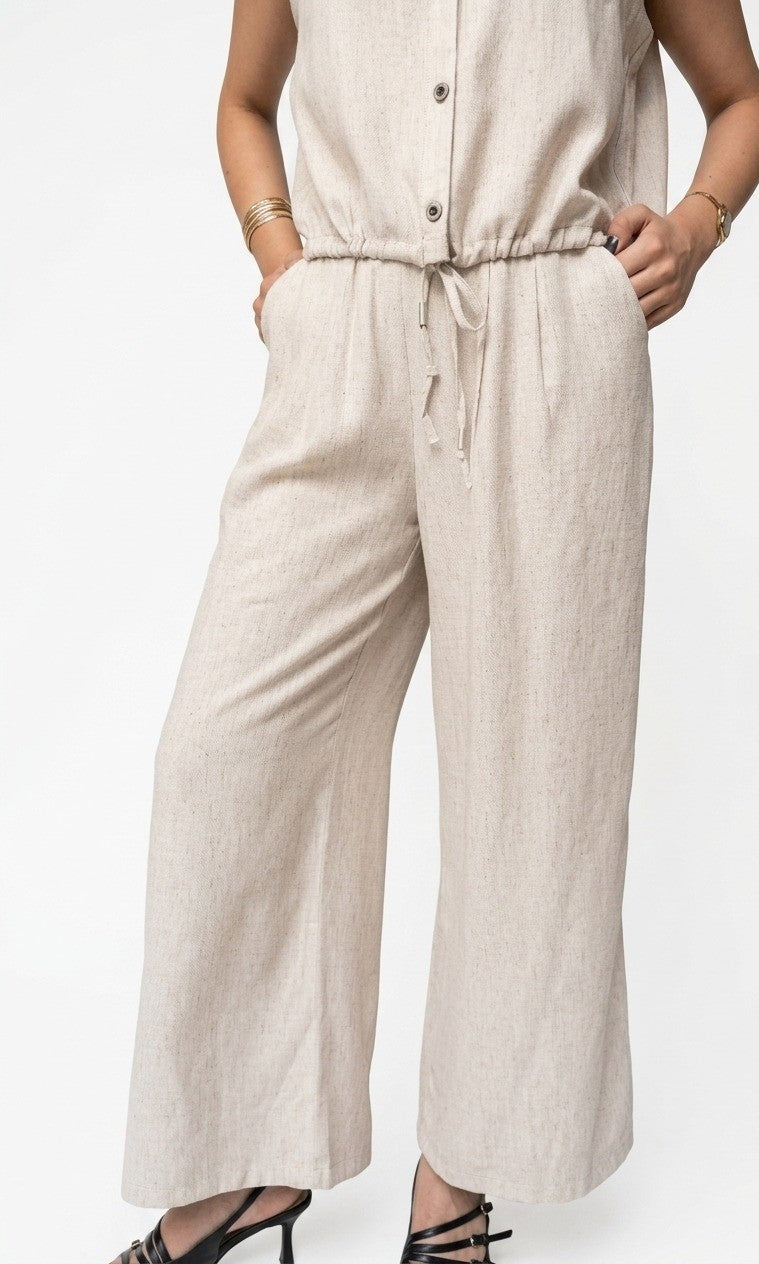 Aria Minimalist Linen Button-Down Co-Ord Set