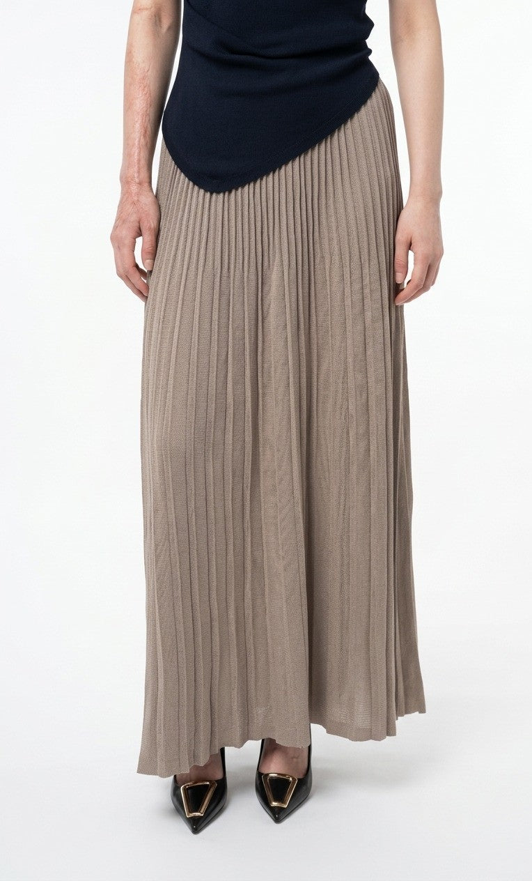 Seraphina Asymmetric Draped Top & Pleated Maxi Skirt Co-Ord Set