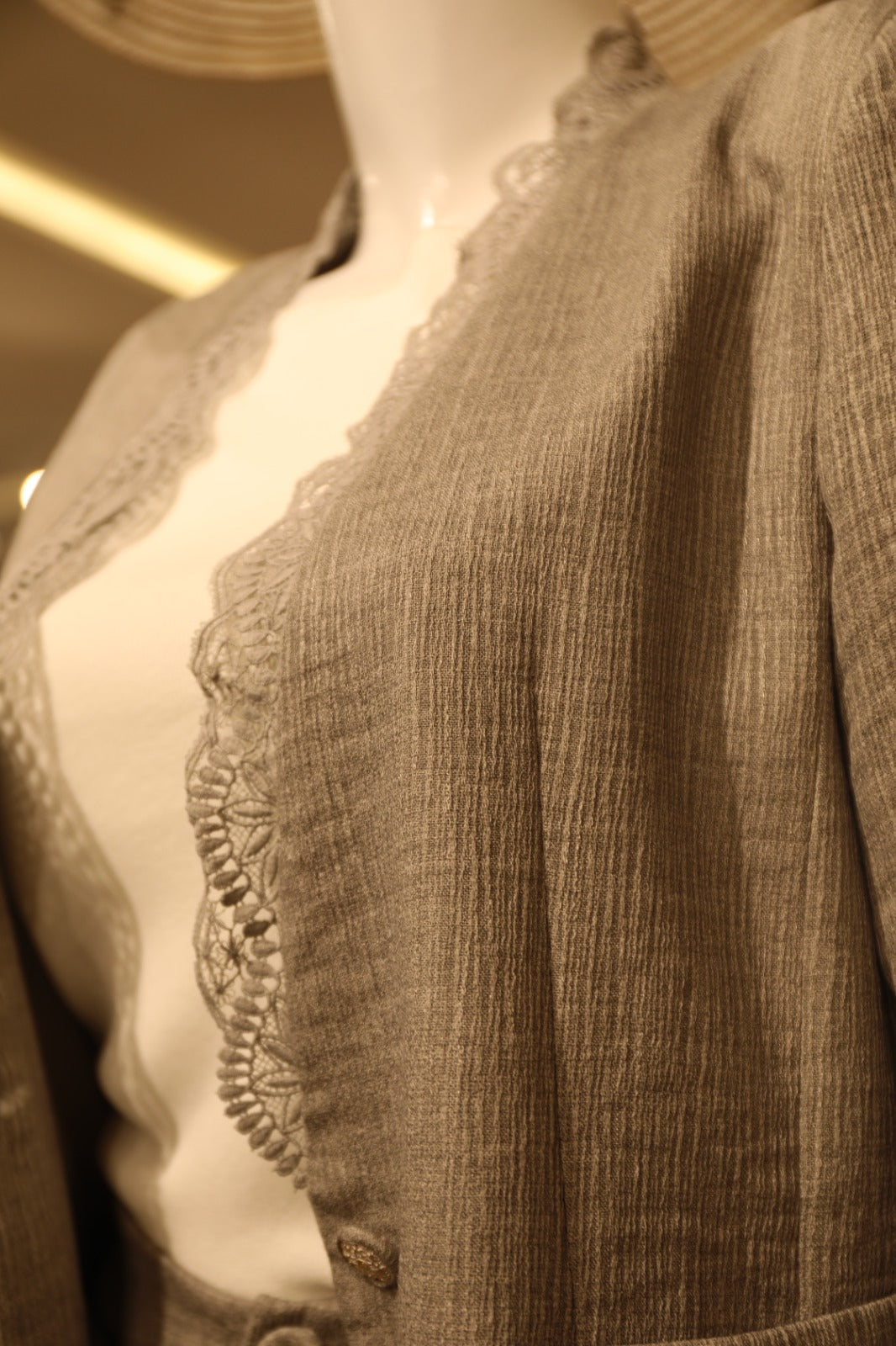 Luxe Grey Blazer Set – Lace Dress