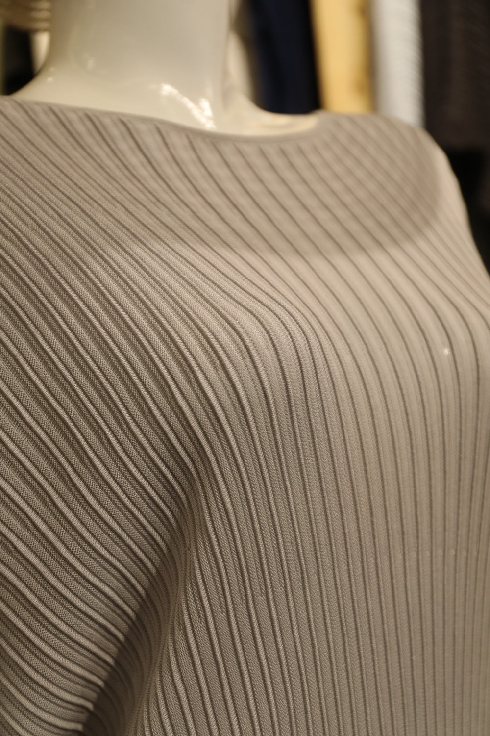 Ribbed Boat-Neck Top with Short Sleeves