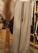 Taupe Pleated Wide-Leg Palazzo Trousers