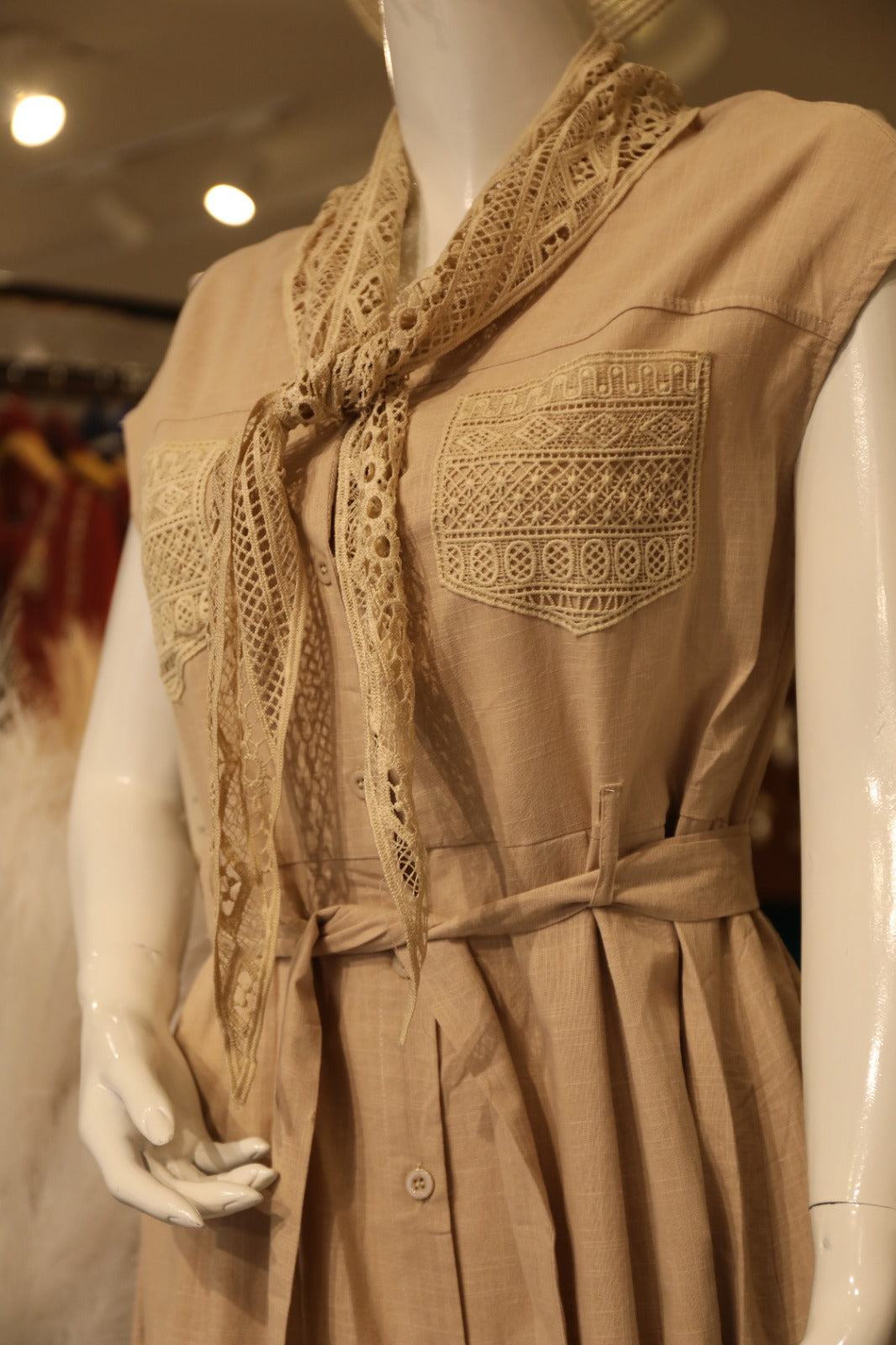 Isla Embroidered-Pocket Dress