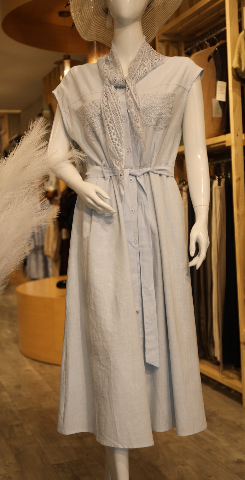 Isla Embroidered-Pocket Dress