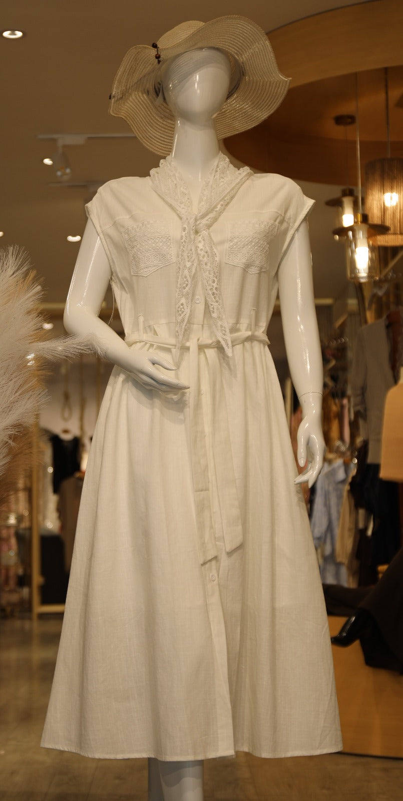 Isla Embroidered-Pocket Dress