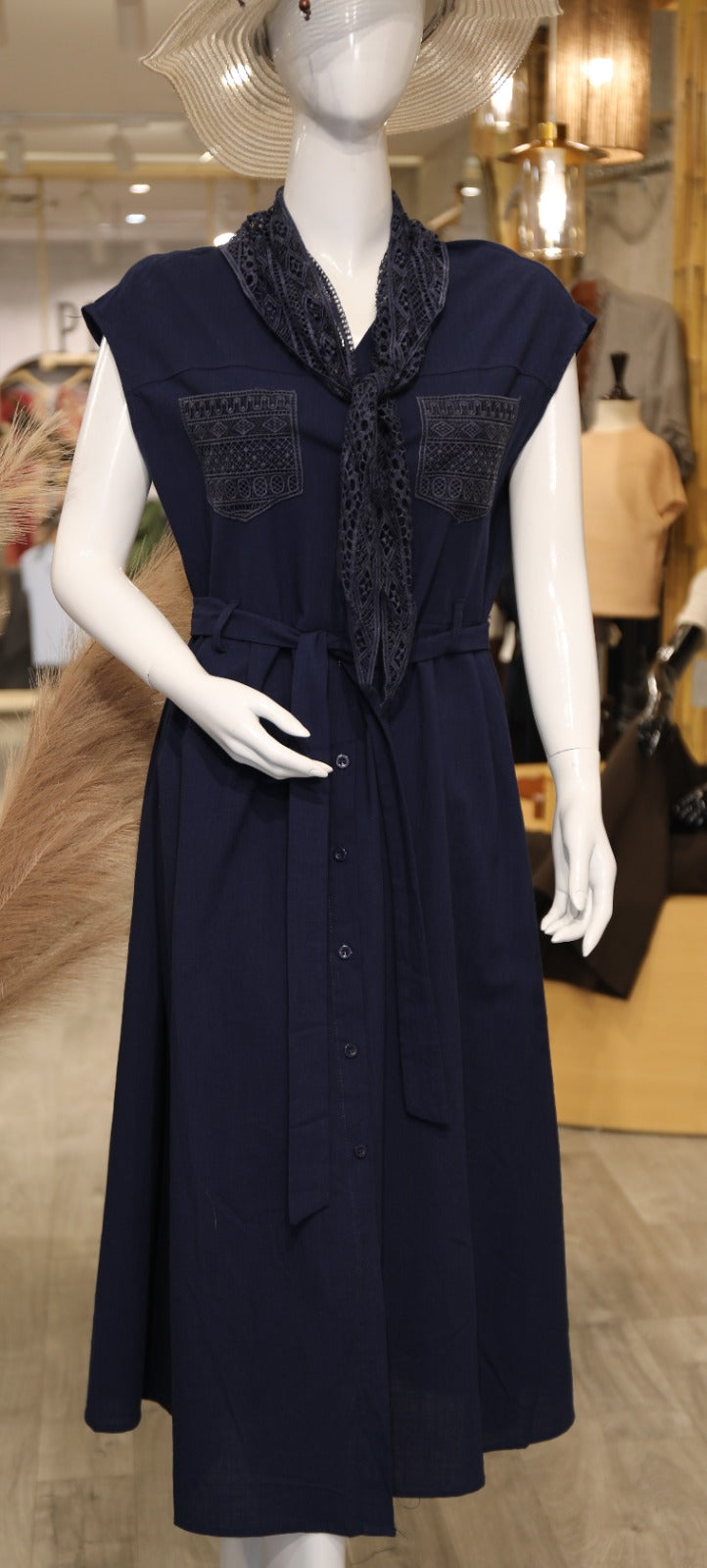 Isla Embroidered-Pocket Dress