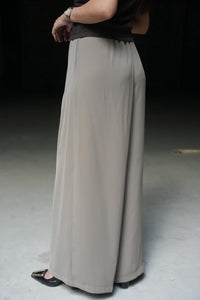 Taupe Pleated Wide-Leg Trousers
