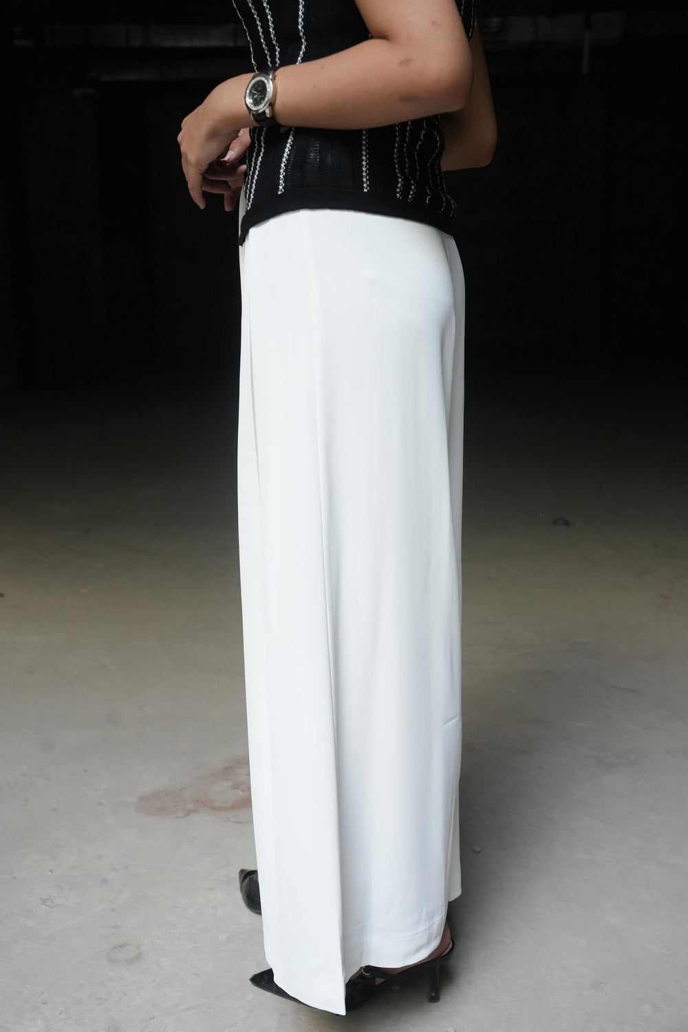 Pleated Wide-Leg Trousers with Drawstring Waist