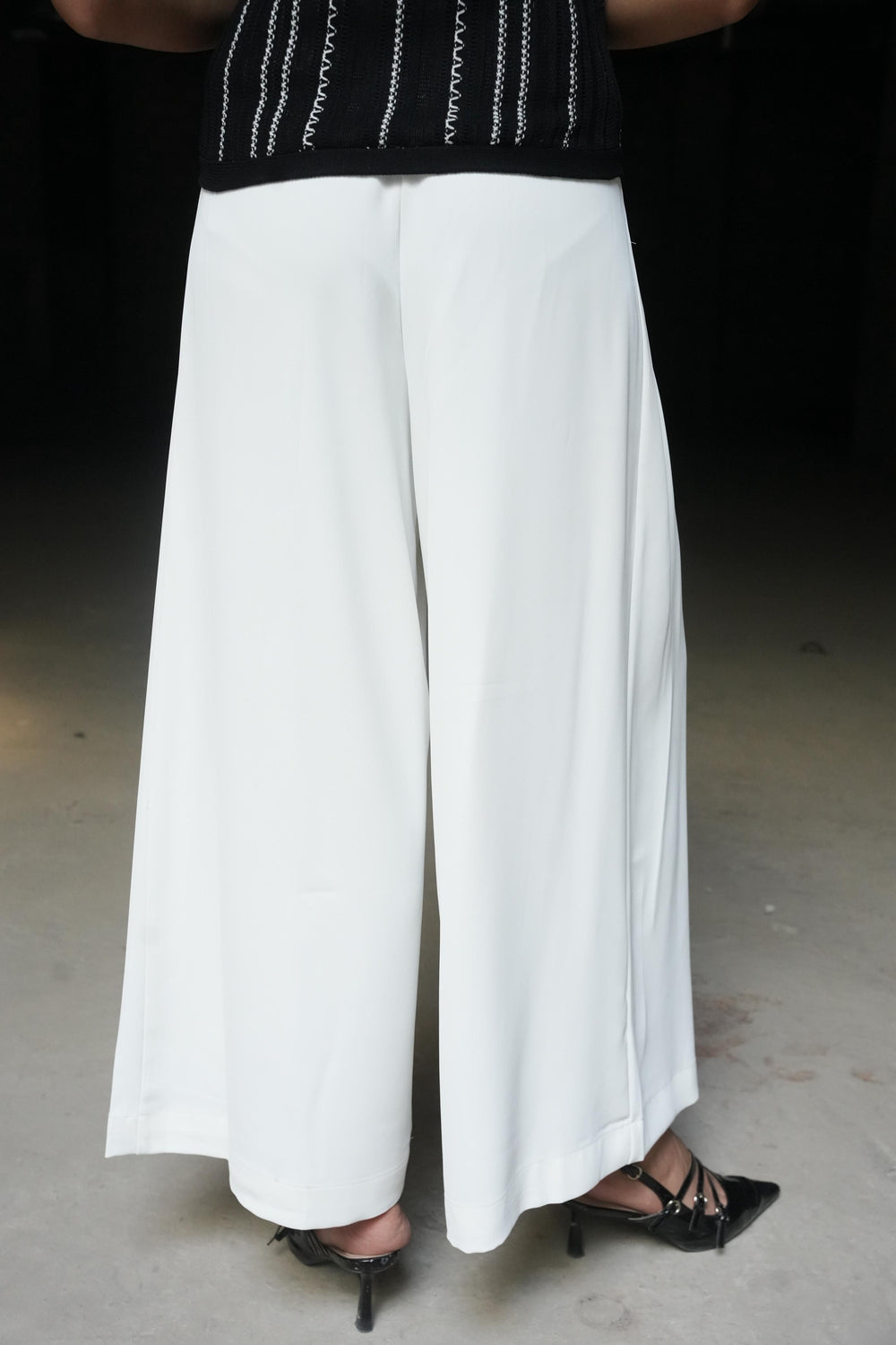 Pleated Wide-Leg Trousers with Drawstring Waist