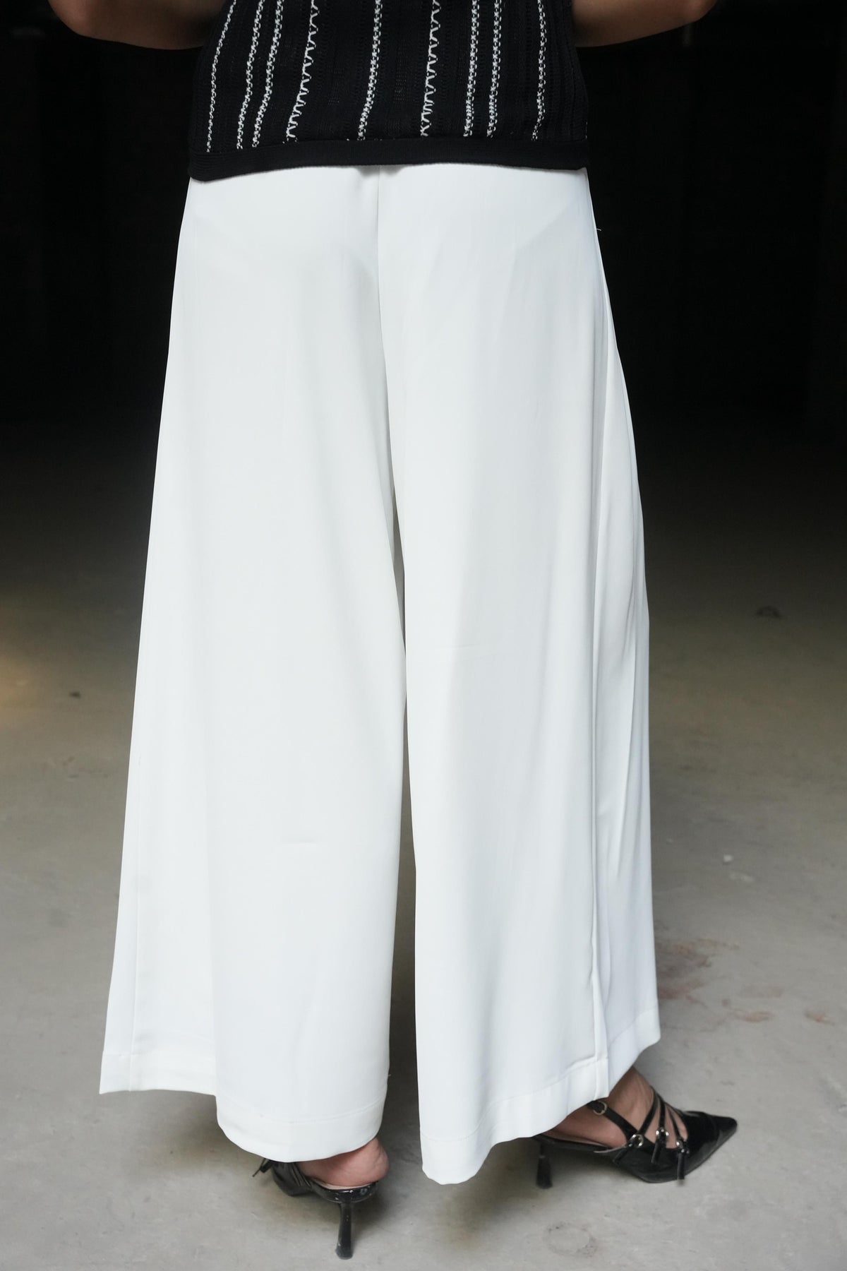 Pleated Wide-Leg Trousers with Drawstring Waist