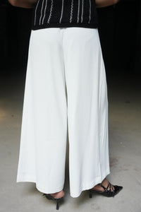 Pleated Wide-Leg Trousers with Drawstring Waist