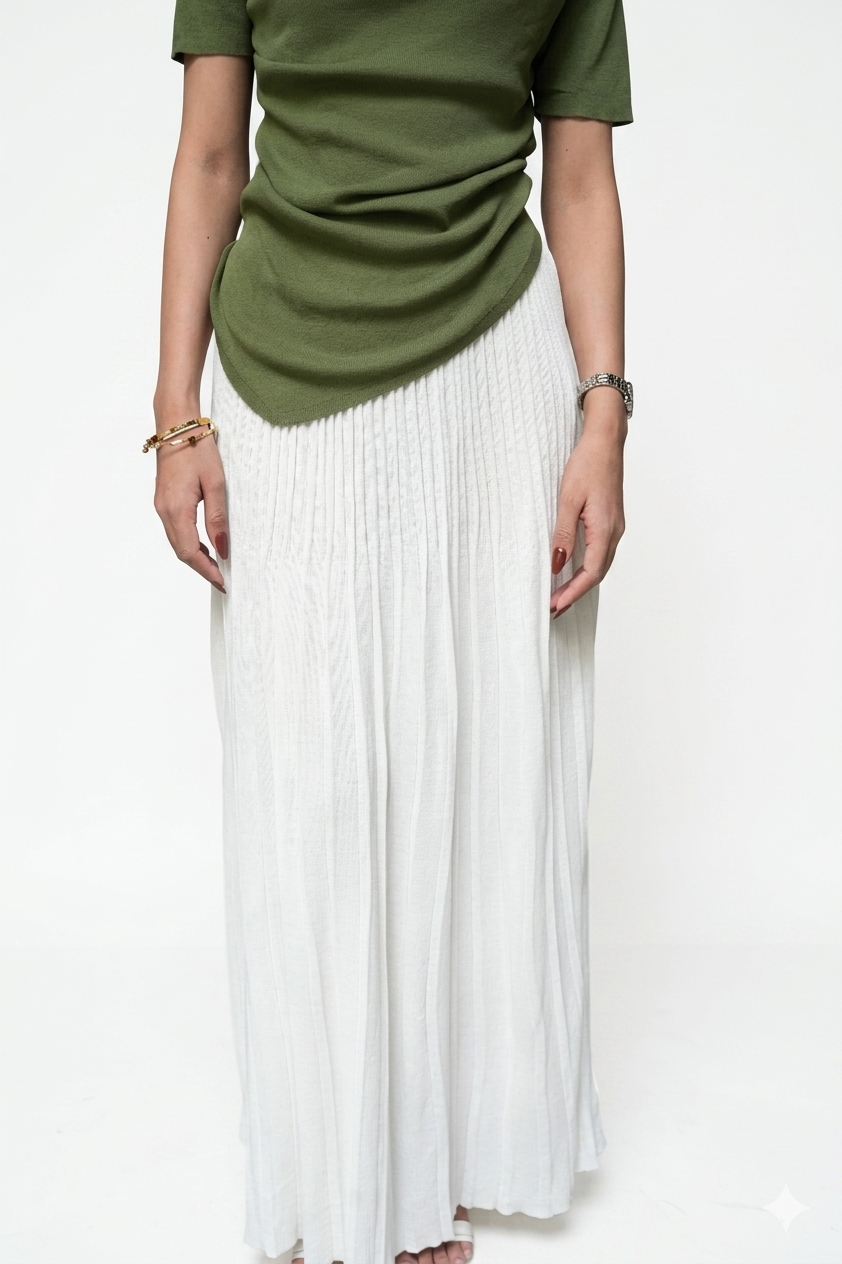 Aria Draped Cowl Neck Ruched Top | Olive Green  - PEPLO MM ALAM LAHORE