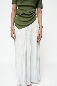 Aria Draped Cowl Neck Ruched Top | Olive Green  - PEPLO MM ALAM LAHORE